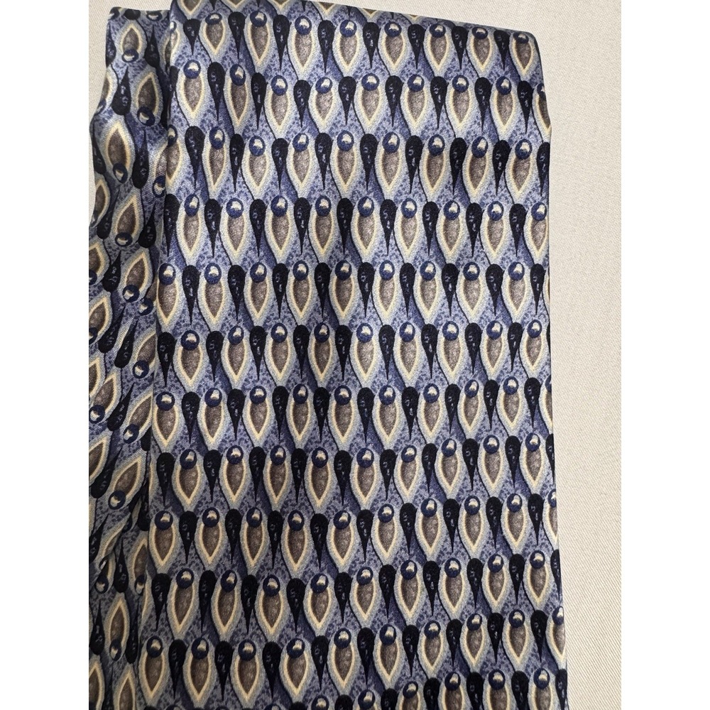 Stonehenge Men's 100% Silk Necktie Handmade Tie Made In USA Navy Blue Geometric